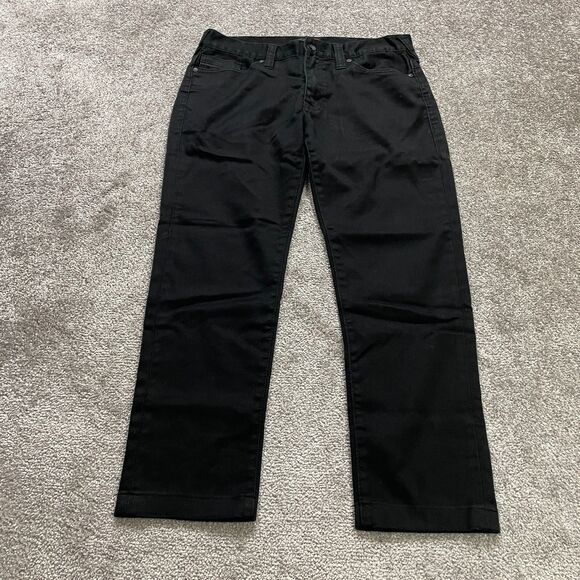 Guess Drexel Skinny Chino Pants Womens 33x26 Black Dark Wash Mid Rise Cotton - Picture 1 of 16